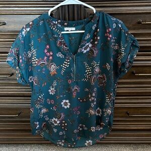 Maurices Teal Floral Blouse